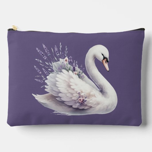 Aquarellschwan mit Lavender Florals Zubehörtasche (Vorderseite)