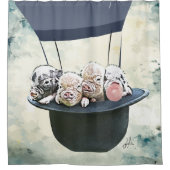 Aquarellschweine mit Bubblegum Duschvorhang (Vorderseite)