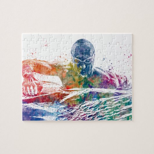 Aquarellschwimmer Puzzle (Horizontal)