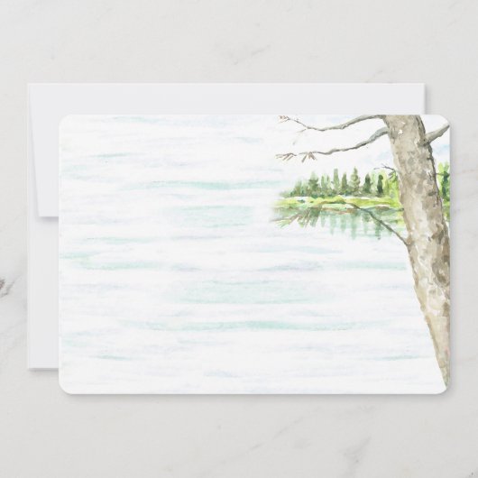 Aquarellsee und Bootsanleger Einladung (Rückseite)