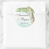 Aquarellsee und Carve Tree Herz Runder Aufkleber (Tasche)