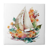 Aquarellsegler Keramik Tile Fliese (Vorderseite)