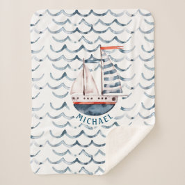 Aquarellsegler Rot und Blau Sherpadecke