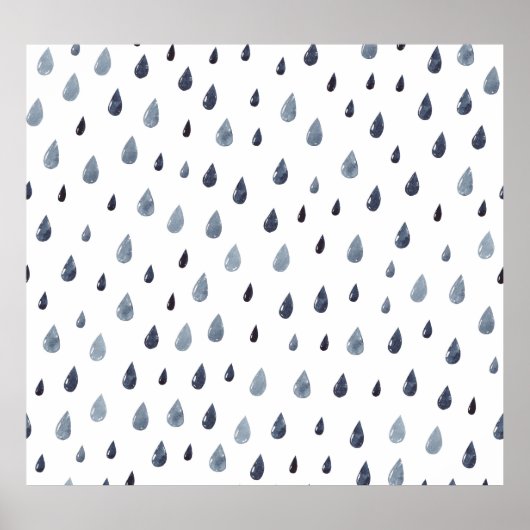 Aquarellseile, Indigo-nahtloses Muster. Poster (Vorne)
