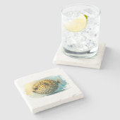 Aquarellserie: Blowfish Steinuntersetzer (Seitenansicht)