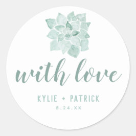 Aquarellsikkulente mit Liebe-Aufkleber Runder Aufkleber