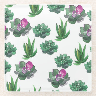 Aquarellsikkulturen Nahtloses Muster Glasuntersetzer