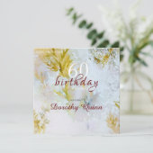 Aquarellsilber & Gold Blätter Geburtstag Einladung (Stehend Vorderseite)