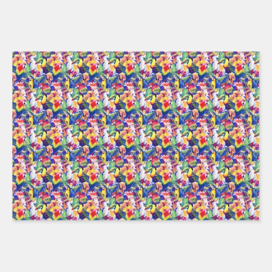 Aquarellsittiche Geschenkpapier Set (Vorderseite)