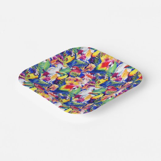 Aquarellsittiche Pappteller (Gewinkelt)