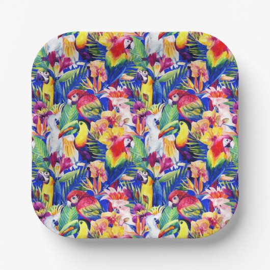 Aquarellsittiche Pappteller (Vorderseite)