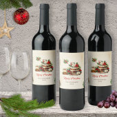 Aquarellskandinavische Blätter Frohe Weihnachten Weinetikett