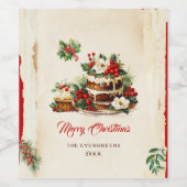 Aquarellskandinavische Blätter Frohe Weihnachten Weinetikett (Einzelnes Label)