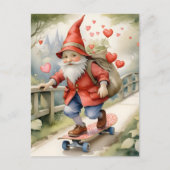 Aquarellskateboarding Valentine Postkarte (Vorderseite)