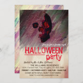 Aquarellskelett Rosa gestrichene Halloween-Kunst Einladung (Vorne/Hinten)