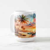 Aquarellsketch Bali Indonesia Tropical | Kaffeetasse (Vorderseite Links)