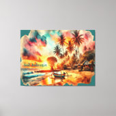 Aquarellsketch Bali Indonesia Tropical | Leinwanddruck (Vorderseite)