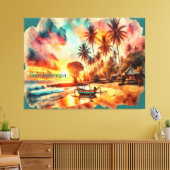 Aquarellsketch Bali Indonesia Tropical | Leinwanddruck (Insitu (Wohnzimmer))