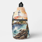 Aquarellsketch Byron Bay Lighthouse Monogram | Crossbody Bag (Vorderseite)
