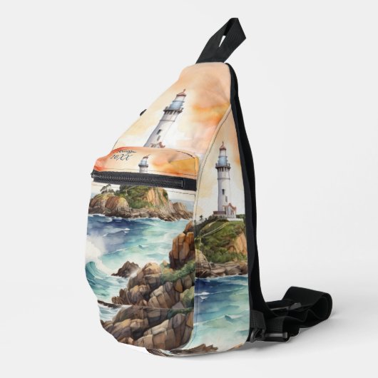 Aquarellsketch Byron Bay Lighthouse Monogram | Crossbody Bag (Rechte Ecke)