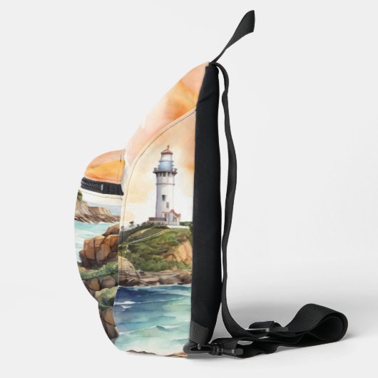 Aquarellsketch Byron Bay Lighthouse Monogram | Crossbody Bag (Rechts)