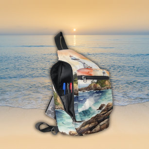 Aquarellsketch Byron Bay Lighthouse Monogram Crossbody Bag