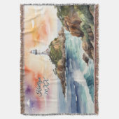 Aquarellsketch Byron Bay Lighthouse Monogram | Decke (Vorderseite Vertikal)