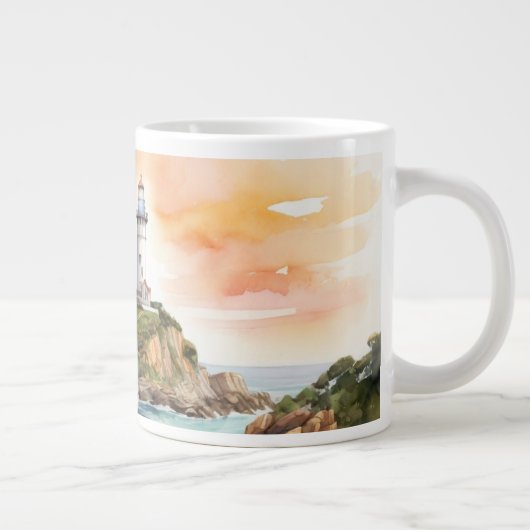 Aquarellsketch Byron Bay Lighthouse Monogram | Jumbo-Tasse (Rechts)