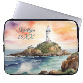 Aquarellsketch Byron Bay Lighthouse Monogram | Laptopschutzhülle (Vorderseite)