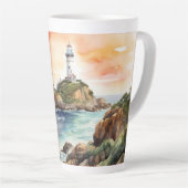 Aquarellsketch Byron Bay Lighthouse Monogram | Milchtasse (Rechte Ecke)