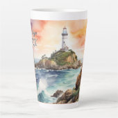 Aquarellsketch Byron Bay Lighthouse Monogram | Milchtasse (Vorderseite)