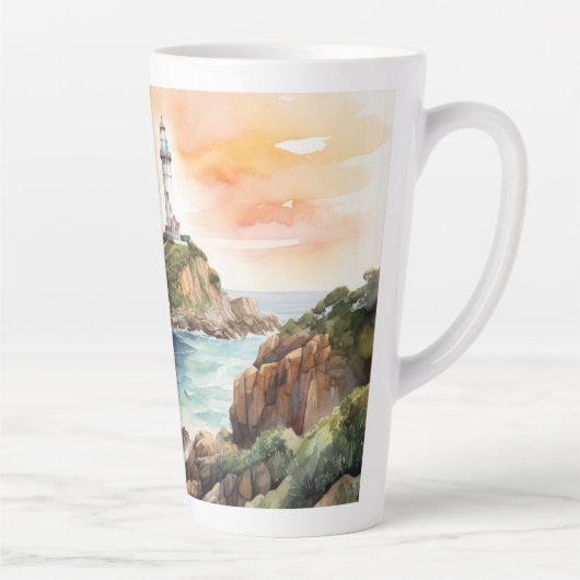 Aquarellsketch Byron Bay Lighthouse Monogram | Milchtasse (Rechts)