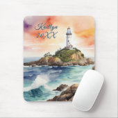 Aquarellsketch Byron Bay Lighthouse Monogram | Mousepad (Mit Mouse)