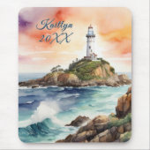 Aquarellsketch Byron Bay Lighthouse Monogram | Mousepad (Vorne)