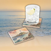 Aquarellsketch Byron Bay Lighthouse Monogram | Steinuntersetzer