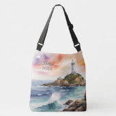 Aquarellsketch Byron Bay Lighthouse Monogram | Tragetaschen Mit Langen Trägern (Vorderseite)
