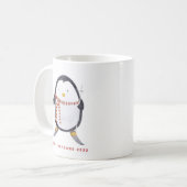 Aquarellski Pinguin Personalisierter Urlaub Kaffeetasse (Vorderseite Links)