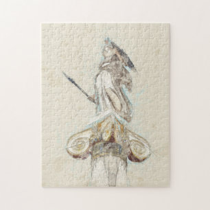 Aquarellskizze der Statue von Athena Puzzle