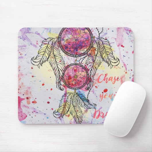 Aquarellskizze Dreamcatcher "Chase your Dreams" Mousepad (Mit Mouse)