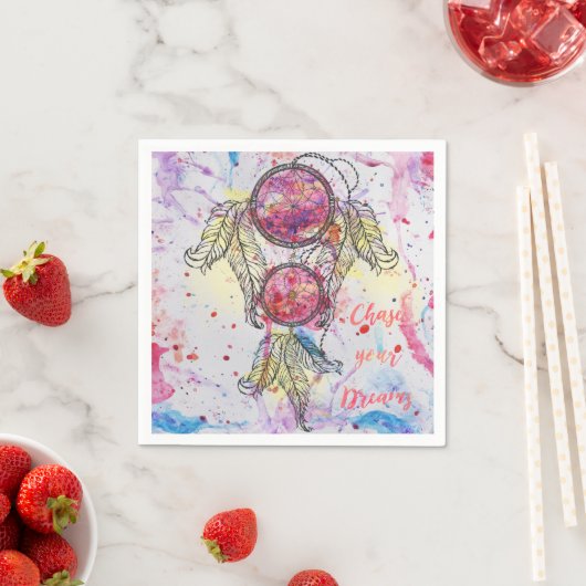 Aquarellskizze Dreamcatcher "Chase your Dreams" Serviette (Beispiel)