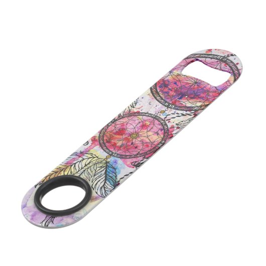 Aquarellskizze Dreamcatcher "Chase your Dreams" Speedflaschenöffner (Rückseite Schrägansicht)