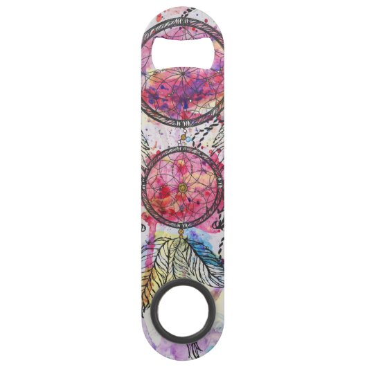 Aquarellskizze Dreamcatcher "Chase your Dreams" Speedflaschenöffner (Vorderseite)