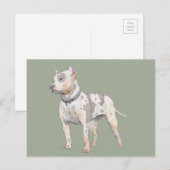 Aquarellskizze | Niedlicher Pit Bull Terrier Dog Postkarte (Vorne/Hinten)