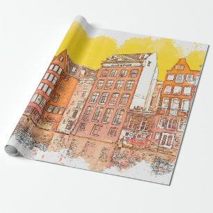 Aquarellskizze oder Illustration traditioneller a Geschenkpapier