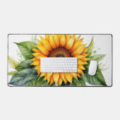 Aquarellsonnenblume Blätter handgezeichnet Schreibtischunterlage (Tastatur & Maus)