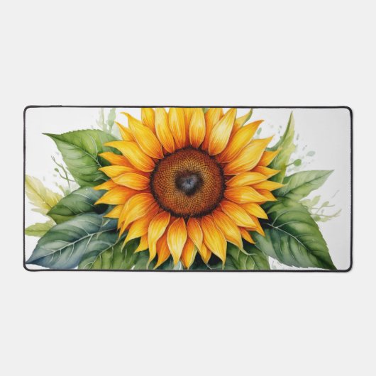 Aquarellsonnenblume Blätter handgezeichnet Schreibtischunterlage (Vorderseite)