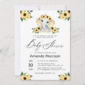 Aquarellsonnenblume Kleiner Elefantenbaby Dusche Einladung (Vorderseite)