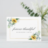 Aquarellsonnenblumen Hochzeit danke Karte (Stehend Vorderseite)