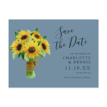 Aquarellsonnenblumen Save the Date blau