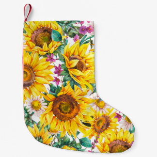 Aquarellsonnenblumen Sommer Vintag nahtloser Fleck Kleiner Weihnachtsstrumpf